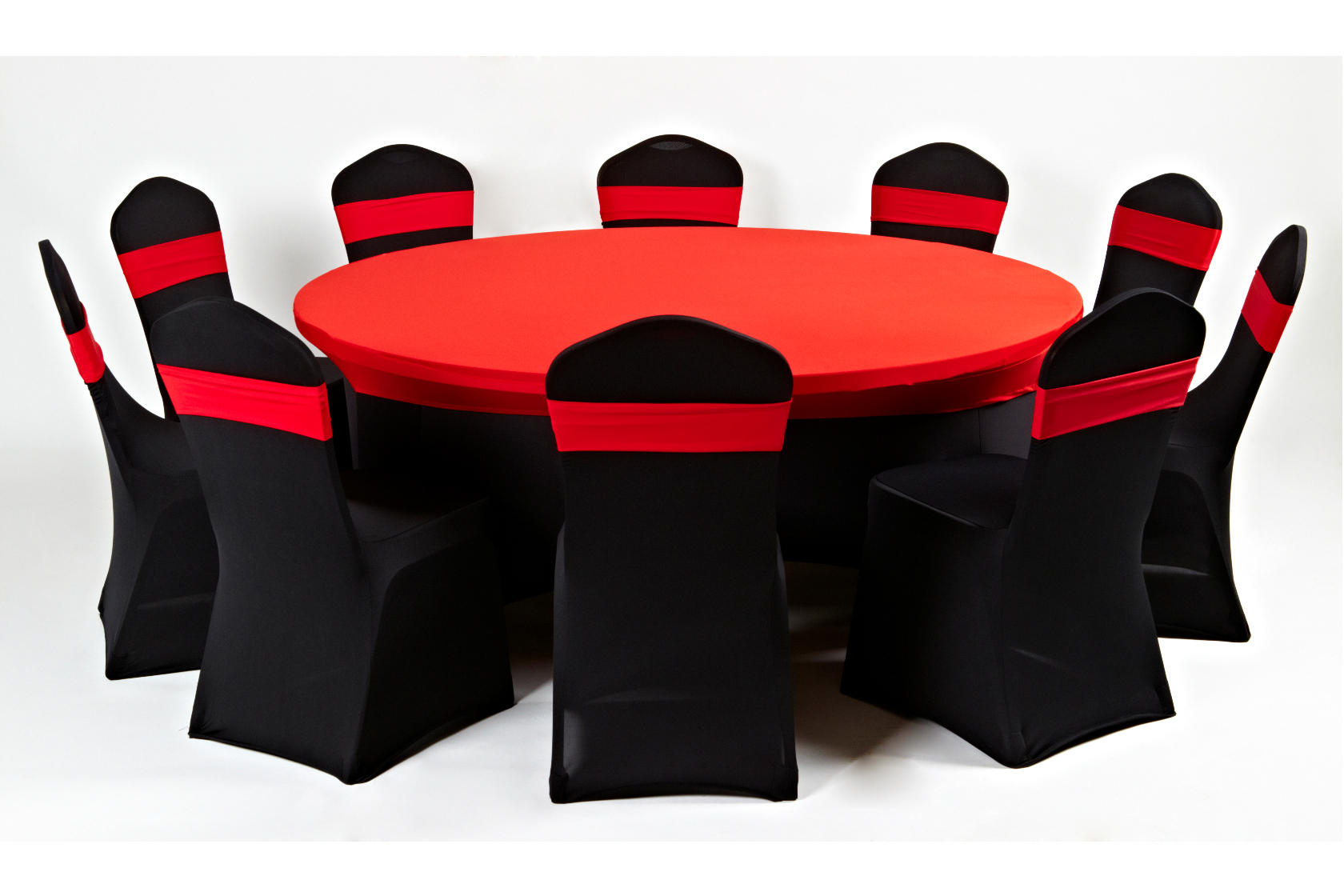Fekete spandex körasztal huzat+piros kupak